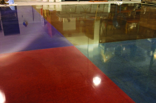 Color offers almost gemlike effects when used with concrete polishing.